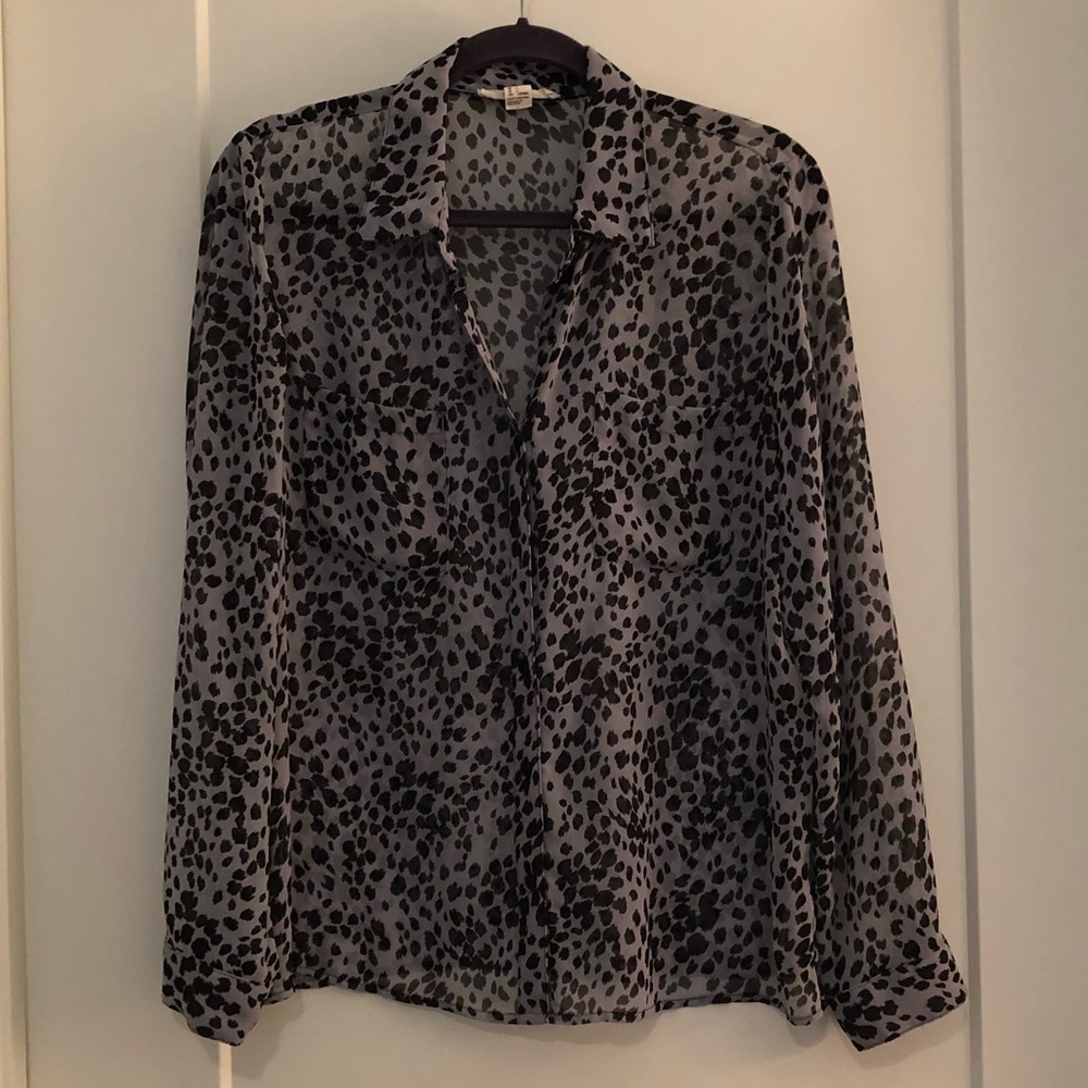 Gray animal print blouse